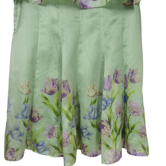 MAISON TARA 24W Floral Cottagecore FAIRY Green Tulips Easter Spring Cape Dress - Picture 3 of 12